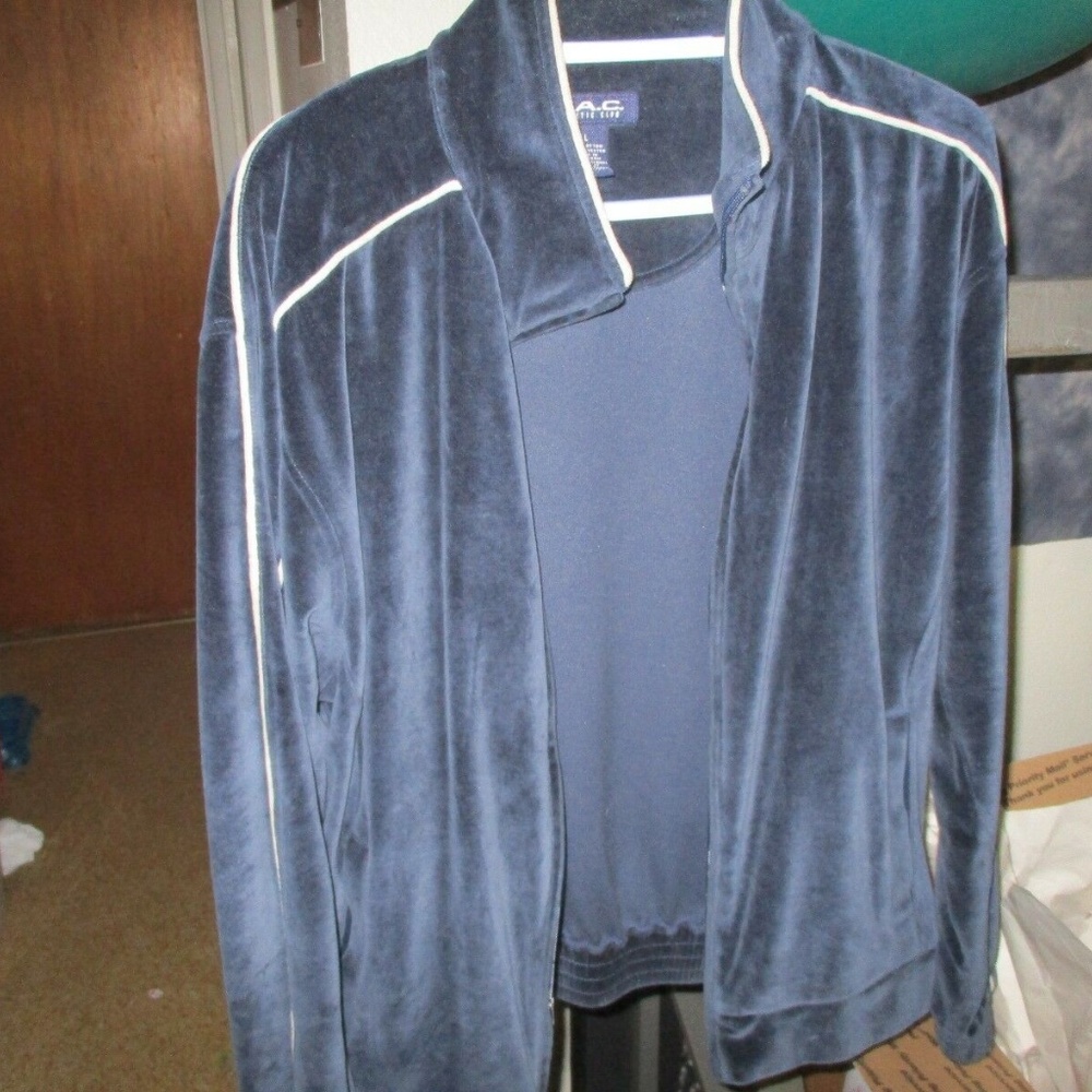SWEATER SEATSHIRT MENS BLUE WHITE LARGE SHIRT LONG